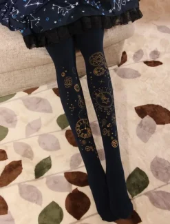Velvet Lolita Stocking Clock Travel Hot Stamping 600D Winter Lolita Pantyhose