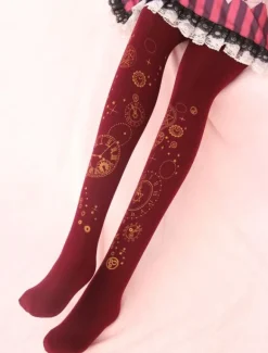 Velvet Lolita Stocking Clock Travel Hot Stamping 600D Winter Lolita Pantyhose
