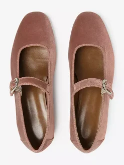Velvet Ballet Flats Round Toe Mary Jane Ballerina Flats For Women