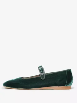 Velvet Ballet Flats Round Toe Mary Jane Ballerina Flats For Women