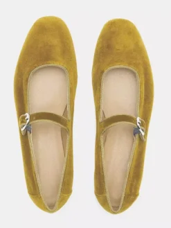 Velvet Ballet Flats Round Toe Mary Jane Ballerina Flats For Women