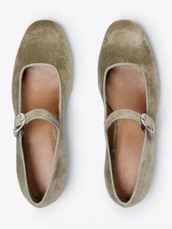 Velvet Ballet Flats Round Toe Mary Jane Ballerina Flats For Women