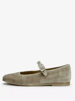 Velvet Ballet Flats Round Toe Mary Jane Ballerina Flats For Women