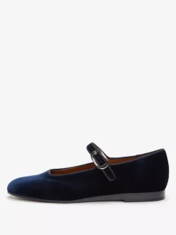 Velvet Ballet Flats Round Toe Mary Jane Ballerina Flats For Women