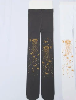 Velvet Lolita Pantyhose Star Jellyfish Hot Stamping Winter Lolita Stocking