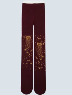 Velvet Lolita Pantyhose Star Jellyfish Hot Stamping Winter Lolita Stocking