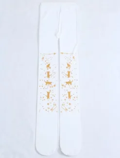 Velvet Lolita Pantyhose Star Cat Hot Stamping 600D Lolita Winter Stocking
