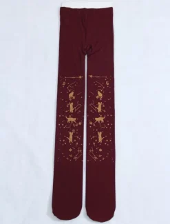 Velvet Lolita Pantyhose Star Cat Hot Stamping 600D Lolita Winter Stocking