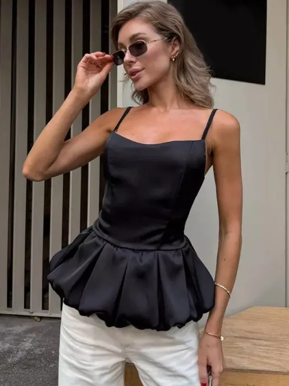 Vest Black Cami Top Straps Neck Chic Camis For Women