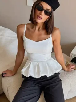 Vest Black Cami Top Straps Neck Chic Camis For Women