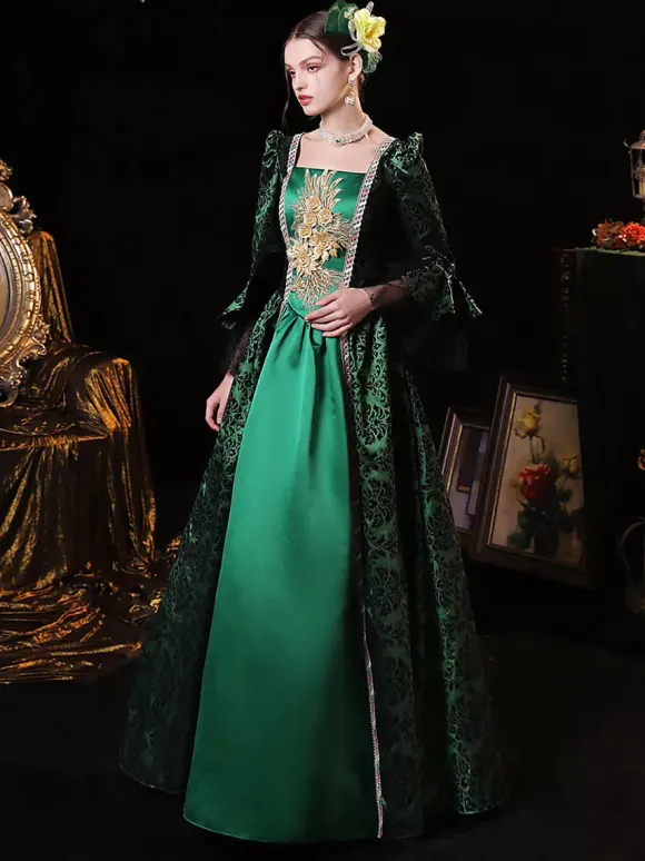Victorian Tudor Dress Costumes Women's Marie Antoinette Costume Polyester Tunic Dress European Style 18th Century Costume