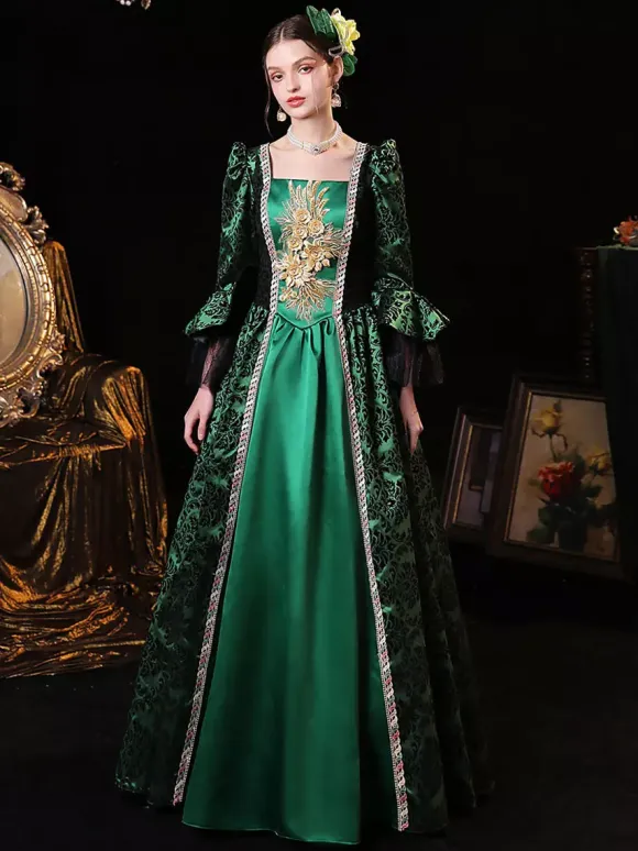 Victorian Tudor Dress Costumes Women's Marie Antoinette Costume Polyester Tunic Dress European Style 18th Century Costume