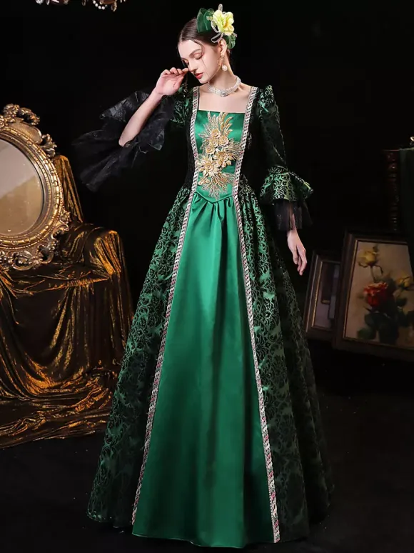 Victorian Tudor Dress Costumes Women's Marie Antoinette Costume Polyester Tunic Dress European Style 18th Century Costume
