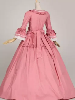 Victorian Retro Tudor Dress Costumes Women's Rococo Retro Tudor Dress Costumes Ruffles Bow Marie Antoinette Victorian Era Style Clothing Costume Vintage Clothing Burgundy