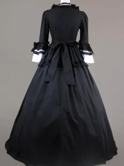 Victorian Retro Tudor Dress Costumes Women's Rococo Retro Tudor Dress Costumes Ruffles Bow Marie Antoinette Victorian Era Style Clothing Costume Vintage Clothing Burgundy