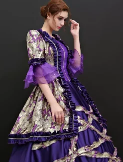 Victorian Dress Costume Baroque Vintage Victorian era Clothing Deep Purple retro Dress For Women