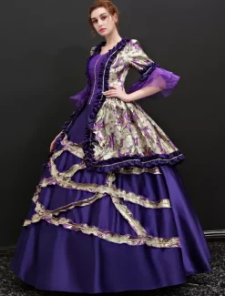 Victorian Dress Costume Baroque Vintage Victorian era Clothing Deep Purple retro Dress For Women