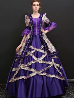 Victorian Dress Costume Baroque Vintage Victorian era Clothing Deep Purple retro Dress For Women