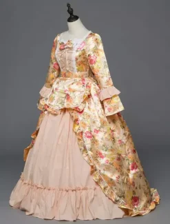 Victorian Retro Tudor Dress Costume Women's Rococo beige Victorian Masquerade Ball Gowns Royal Long Sleeves Retro Costume