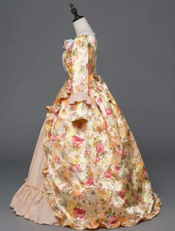 Victorian Retro Tudor Dress Costume Women's Rococo beige Victorian Masquerade Ball Gowns Royal Long Sleeves Retro Costume
