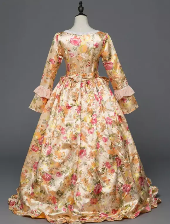 Victorian Retro Tudor Dress Costume Women's Rococo beige Victorian Masquerade Ball Gowns Royal Long Sleeves Retro Costume