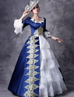 Victorian Retro Tudor Dress Costume Women's Red Women's Baroque Masquerade Ball Gowns Royal Half Sleeves Round Neckline with hat Victorian Era Clothing Retro Costume Carnival