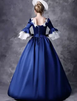 Victorian Retro Tudor Dress Costume Women's Red Women's Baroque Masquerade Ball Gowns Royal Half Sleeves Round Neckline with hat Victorian Era Clothing Retro Costume Carnival