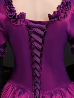 Victorian Retro Tudor Dress Costume Women's lace Long Sleeves purple Vintage Violet Ball Gown Victorian era Clothing retro Long Dresses