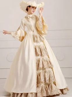 Victorian Retro Tudor Dress Costume Women's Ball Gown Champagne Pageant Victorian era Clothing Retro Tudor Dress Costumes