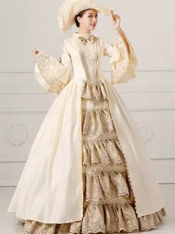 Victorian Retro Tudor Dress Costume Women's Ball Gown Champagne Pageant Victorian era Clothing Retro Tudor Dress Costumes