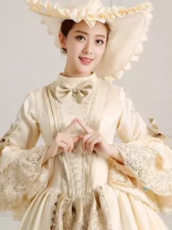 Victorian Retro Tudor Dress Costume Women's Ball Gown Champagne Pageant Victorian era Clothing Retro Tudor Dress Costumes