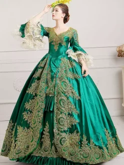 Victorian Retro Tudor Dress Costume Women's Green Baroque Masquerade Ball Gowns Royal Victoria Era Clothing Retro Costume Carnival Burgundy