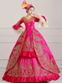 Victorian Retro Tudor Dress Costume Women's Green Baroque Masquerade Ball Gowns Royal Victoria Era Clothing Retro Costume Carnival Burgundy