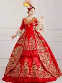 Victorian Retro Tudor Dress Costume Women's Green Baroque Masquerade Ball Gowns Royal Victoria Era Clothing Retro Costume Carnival Burgundy