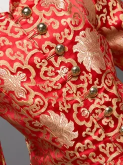 Victorian Retro Tudor Dress Costume Women's Red Baroque Stand collar Lace Ruffles Long Sleeves Victorian era Clothing Party Dresses Burgundy