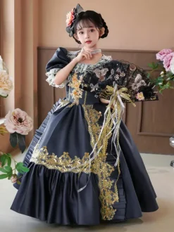 Victorian Rococo Costumes Gray Ruffles Dress Costume Party Prom Dress