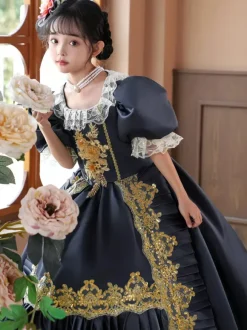 Victorian Rococo Costumes Gray Ruffles Dress Costume Party Prom Dress