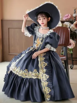 Victorian Rococo Costumes Gray Ruffles Dress Costume Party Prom Dress