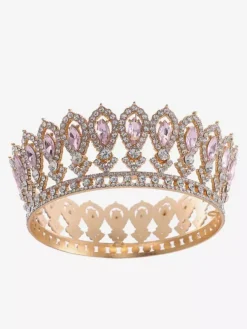 Victorian Alloy Tiaras Crown Crystal Synthetic Gemstones Womens Headwear