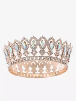 Victorian Alloy Tiaras Crown Crystal Synthetic Gemstones Womens Headwear
