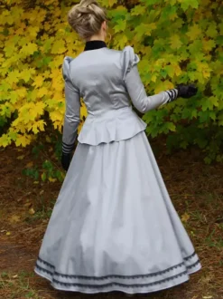 VictorianDress Light Gray Tudor Dress Costumes Women's Marie Antoinette Costume Lace Polyester Set Skirt Top Vintage Clothing