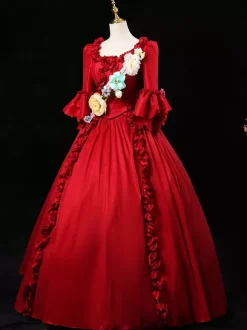 Victorian Dress Costumes Dress For Women Ture Red Euro-Style Marie Antoinette Costume 18th Century Costume Burgundy