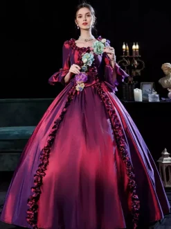 Victorian Dress Costumes Dress For Women Ture Red Euro-Style Marie Antoinette Costume 18th Century Costume Burgundy