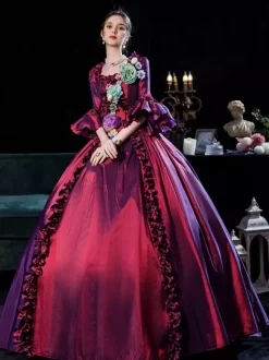 Victorian Dress Costumes Dress For Women Ture Red Euro-Style Marie Antoinette Costume 18th Century Costume Burgundy