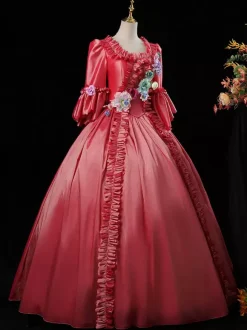 Victorian Dress Costumes Dress For Women Ture Red Euro-Style Marie Antoinette Costume 18th Century Costume Burgundy
