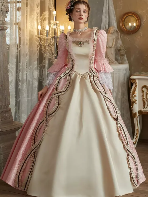 VictorianDress Pink Costumes Women's Jacquard Polyester Dress Marie Antoinette Costume Vintage Clothing
