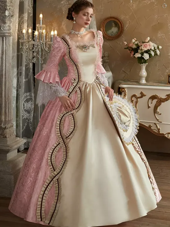 VictorianDress Pink Costumes Women's Jacquard Polyester Dress Marie Antoinette Costume Vintage Clothing
