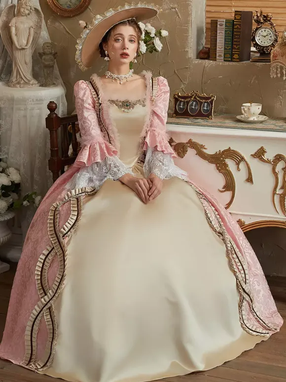 VictorianDress Pink Costumes Women's Jacquard Polyester Dress Marie Antoinette Costume Vintage Clothing