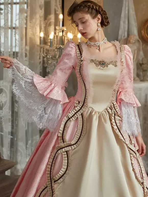 VictorianDress Pink Costumes Women's Jacquard Polyester Dress Marie Antoinette Costume Vintage Clothing