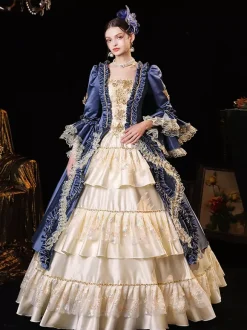 VictorianDress Womens Lace Ruffles Blue Dress Renaissance Marie Antoinette Costume 18th Century Costume
